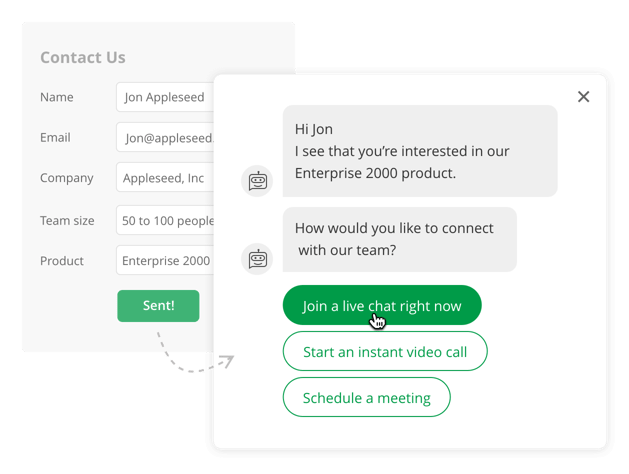 A webform flow enhanced by SubmitOnce and allowing for live chat