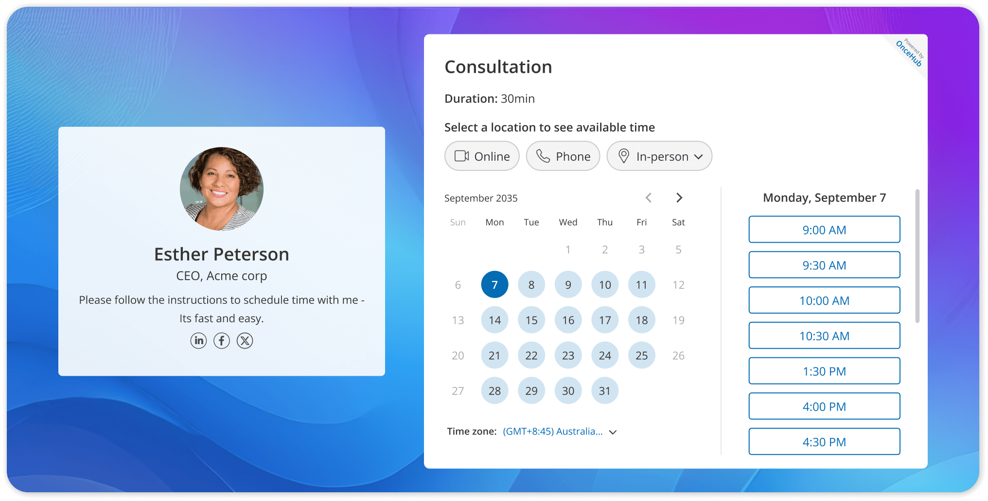 Oncehub's scheduling software 