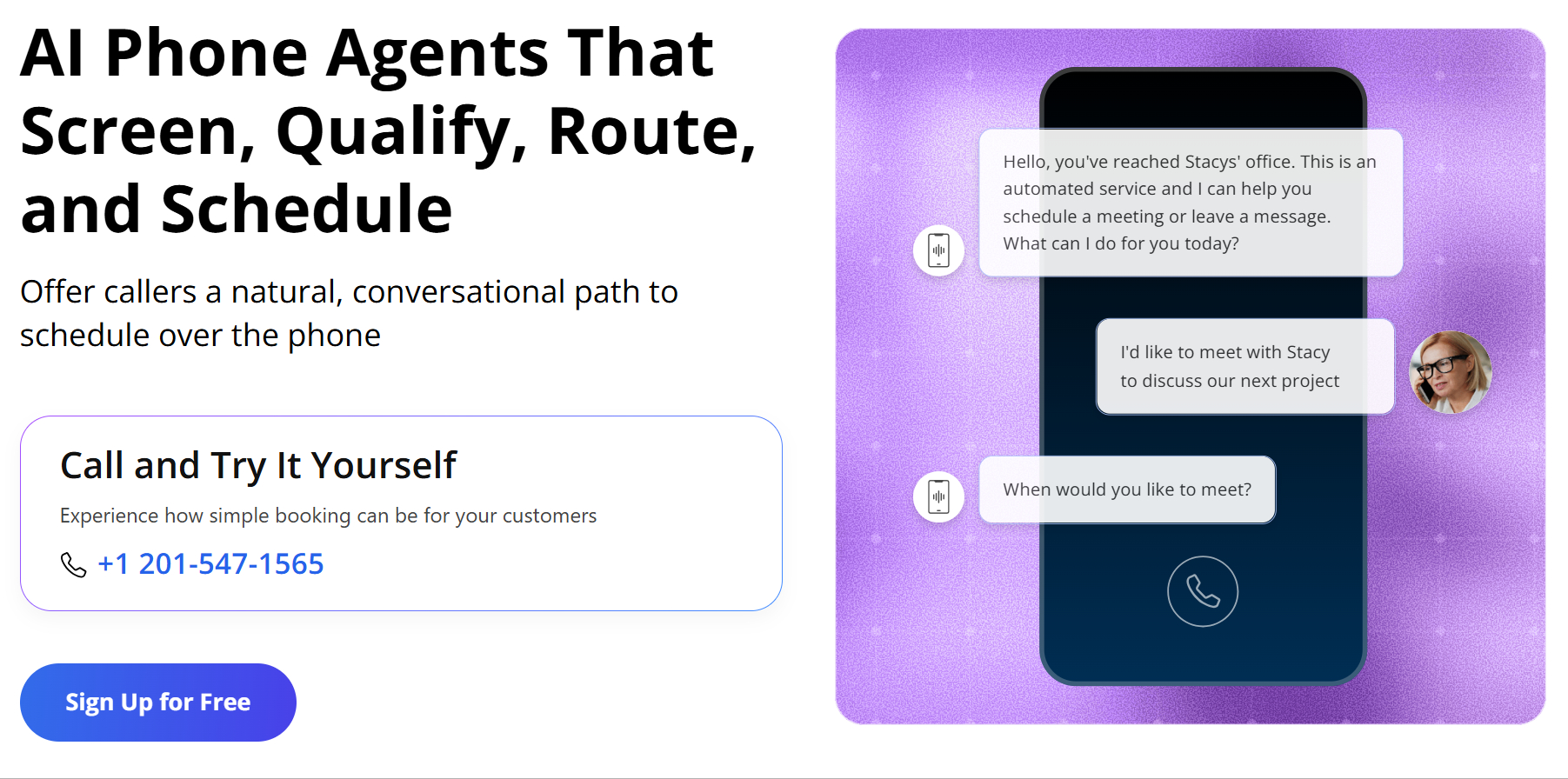 oncehub's ai phone receptionist 